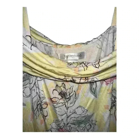 Motherhood Maternity Yellow Floral Cold Shoulder Top, Medium - Picture 2 of 6
